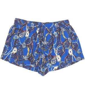 Lili Sport Shorts Size 3X Womens Blue Seaweed Graphic Print Rayon Drawstring